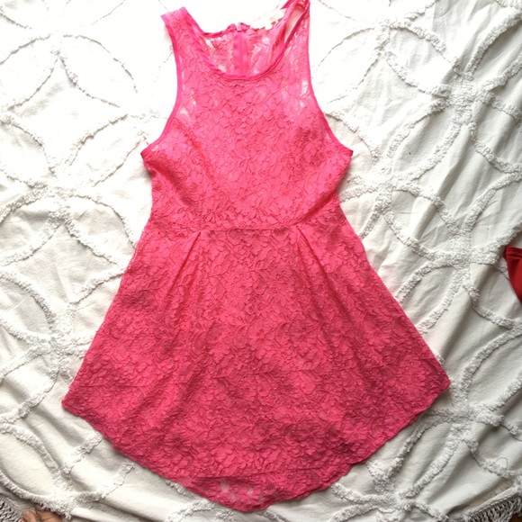 ✨sold✨Hot Pink Lace Dress - Picture 2 of 3